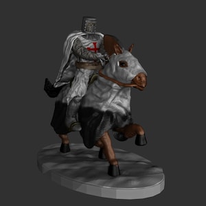 Medieval Knight Templar on Horseback Figurine - High Quality STL