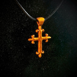 Croix Pendentif - couleur or - 44 mm - chrétiens catholique - vendu avec collier