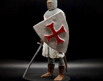 中世の十字軍テンプル騎士団の騎士 - 11.5 cmのフィギュア - ユニーク