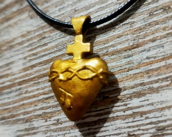 Ciondolo Barmherziger Jesus Medaglia Cuore Di Gesù 585 Oro, Ciondolo
