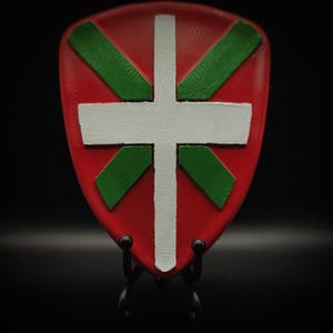 Blason pays Basque région- rouge vert blanc - 10cm - décoration de bureau/murale