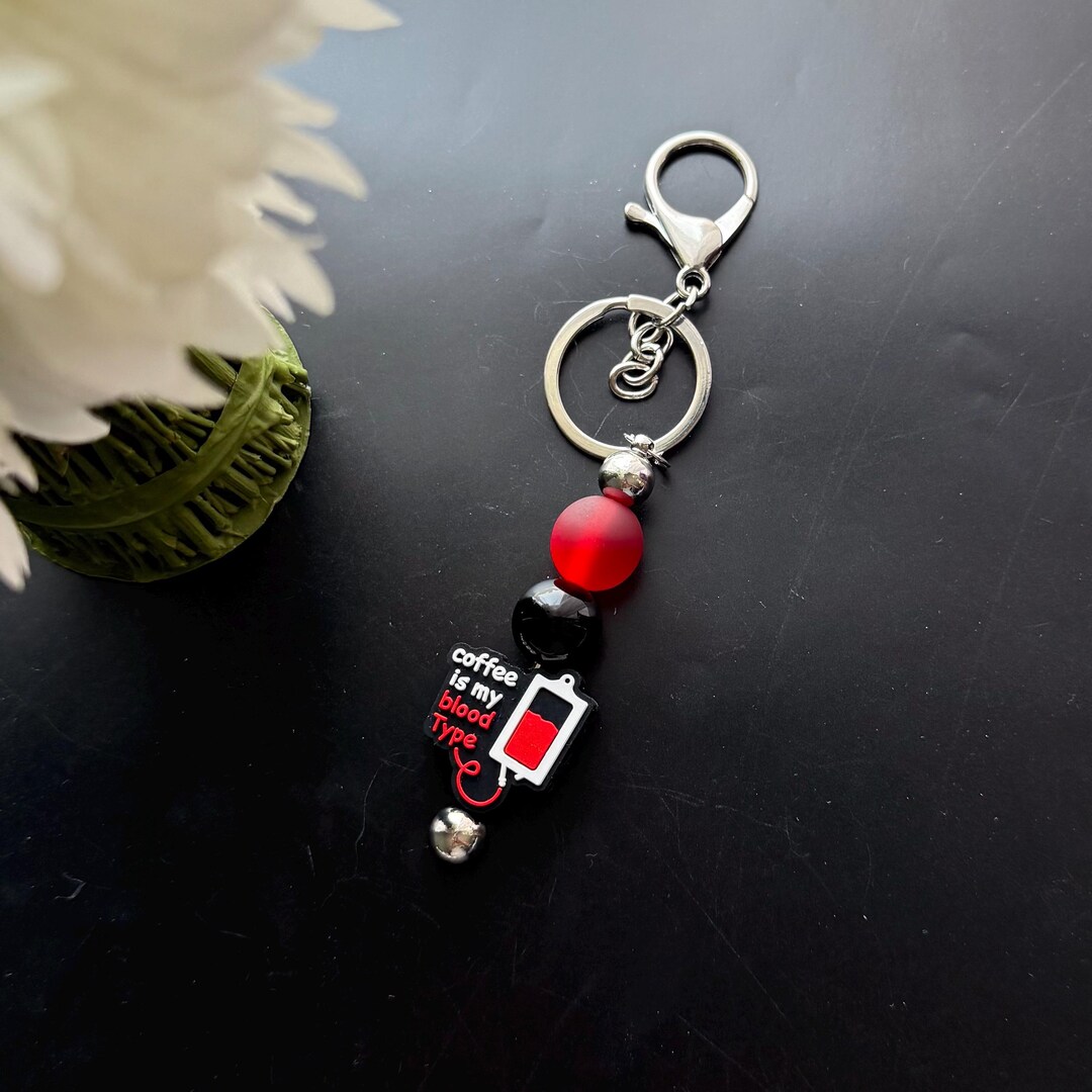 Coffee is My Blood Type Beaded Keychain – Handmade Coffee Lover Gift - Etsy