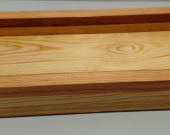 Handmade decorative wooden tray for catchall, centerpiece display