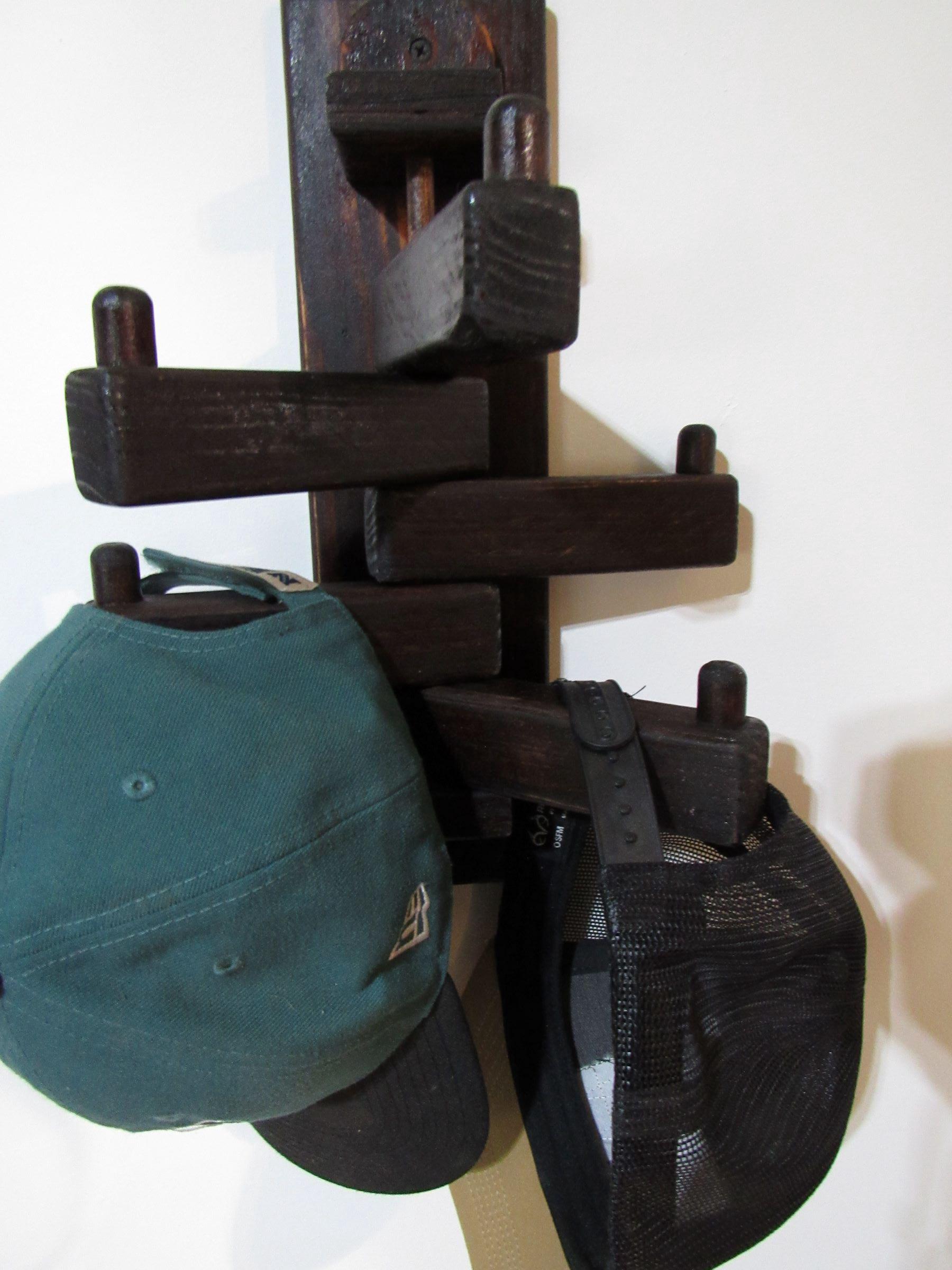 Mahogany 5 Hook Wall Mounted Hat Rack: Baseball Cap Organizer - Etsy