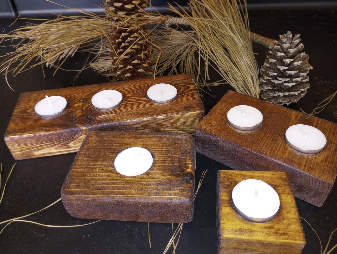 Wood Gift Candle Holder Gift Set for Home Living Room, Bedroom Tabletop