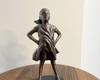 Fearless Girl Statue 3D Geprint Brons Geschilderd *PLASTIC REPLICA* New York Openbare kunst Opladende stier