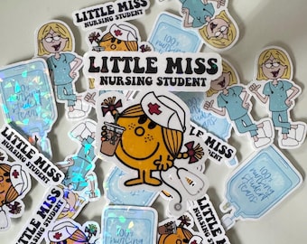 Little Miss Nursing Student Sticker Set- Nursing Student, Holographic Stickers
