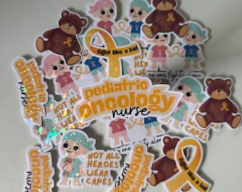 Pediatric Oncology Nurse Sticker Set- Peds Onc, Nurse Gift, Holographic Stickers