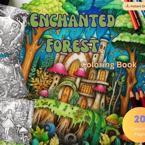 20 Enchanted Forest Coloring Page Book, Adults Kids Instant Download ...