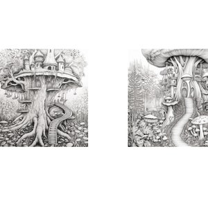20 Enchanted Forest Coloring Page Book, Adults Kids Instant Download ...