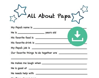 All About Papa Fill In the Blank