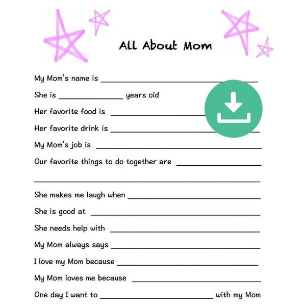 All About Mom Fill In The Blank