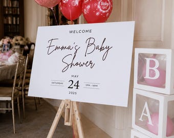 Personalised Minimalist Baby Shower Welcome Sign | Printed A1 Foam Board | Custom Baby Shower Entrance Sign | Modern Event Decor