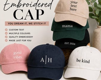 Custom Embroidered Cap | Personalised Hat | Custom Text Baseball Cap | Monogram Hat | Gift for Him | Gift for Her