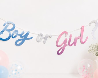 Boy or Girl Gender Reveal Banner | Baby Shower Decoration | Gender Reveal Party Banner | Boy or Girl Bunting | Baby Reveal Decor