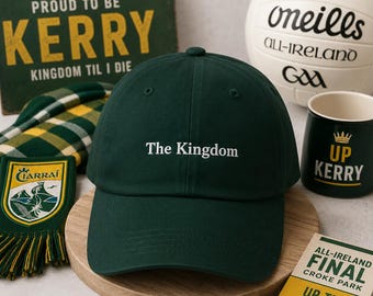 The Kingdom Embroidered Baseball Cap | Kerry Fan Gift | County Kerry Hat | Irish Embroidered Cap | GAA Supporter Gift