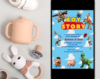 Toy Theme Baby Shower Invitation Template | Editable Canva Invite | Boy Baby Shower Invite | 1st Birthday Toy Party Invite