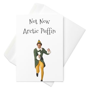 Carte de Noël « Buddy l'elfe » | Inspiré par Will Ferrell | Macareux moine | Pôle Nord | Carte de Noël | Ami | Produits elfes | Salutations des Fêtes