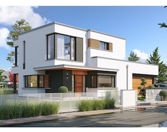 Detailed READY IN A WEEK Qubic House Plan 12m x 16m- Modern Floor Plans, 4 Bedroom