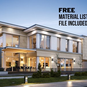 Modern Loft House Plan 21m x 26m- Modern Floor Plans, 4 Bedroom 416 m2, w/ Loft, Bedroom, Garage + Free Material List