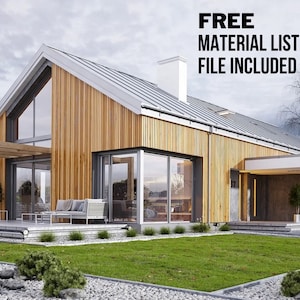 Droomhuisplan, modern houten ontwerp 3 slaapkamers 160 m2 - Moderne huisplannen 13m x 22m + gratis materiaallijst