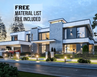 Wonderful Florida House Plan 26m x 26m- Modern Floor Plans, 5 Bedroom 631 m2, w/ Loft, Bedroom, Garage, Pool, Jacuzzi + Material List File