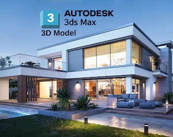 3D Model of the Modern House Plan 15m x 23m- Modern Floor Plans, 4 Bedroom 410 m2, w/ Loft, Bedroom, Garage