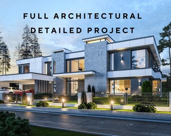 Full Detailed Wonderful Florida House Plan 26m x 26m- Modern Floor Plans, 5 Bedroom 631 m2, w/ Loft, Bedroom, Garage + Material List File