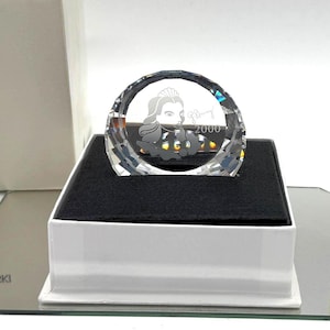 RARE Swarovski Crystal Columbine Paperweight - Large disk - Swarovski crystal figurine - BOXED