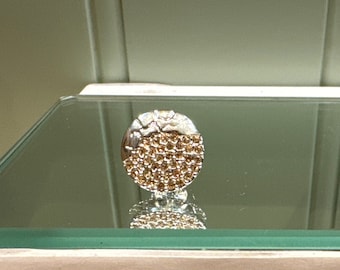 Rare Swarovski Tiger Pin: Smokey Quartz Crystal Figurine, Gold-Plated