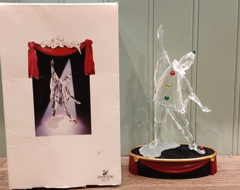 Vintage Swarovski Crystal Pierrot With Stand and Plaque Annual