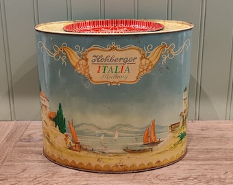 Grande boîte à biscuits vintage Hohberger Italia Mischung en métal - 1950