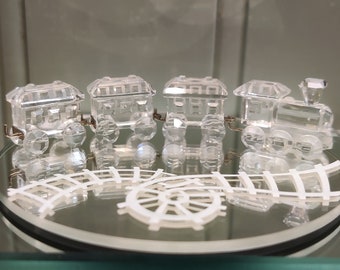 Swarovski Crystal Train Set, Locomotive Transportation, Wagon