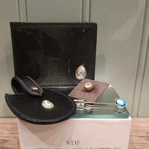 Swarovski-accessoireset - kaarthouder - sleutelhangerhouder - pin - 4-delige set - Swarovski-kristallen beeldjes