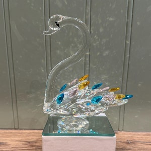 Colored Crystal glass Swan figurine - Non Swarovski - Swarovski-Style Figurine - crystal figurine