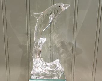 スワロフスキークリスタルイルカ波乗り24Kゴールドメッキクリスタル