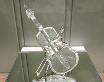 Vintage Swarovski Crystal Figurine Violin W Metal Holder Original
