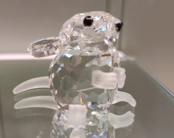 Figura vintage de ratón de cristal Swarovski - Cuerpo transparente facetado