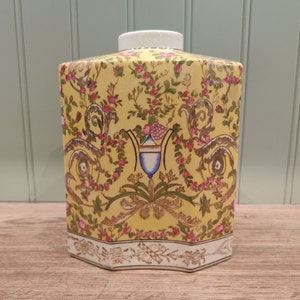 Wong Lee Floral Porcelain Jar: Yellow Decorative Accent (No Lid)