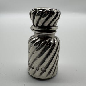 Antique Victorian Sterling Silver Scent Bottle – Birmingham 1893 by Charles May – Spiral Design – 11g