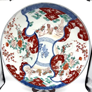 LARGE Antique Japanese Imari Charger 48.5 cm – Arita Porcelain – Probably late Edo/Early Meiji 19th Century – Hand-Painted Red, Blue & Green