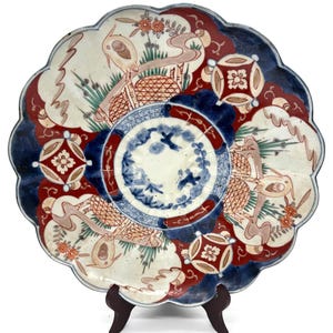 Antique Japanese Imari Charger: Hand-Painted Birds & Floral Motifs, 19th Century Porcelain