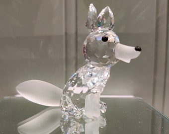 Swarovski Crystal Fox Figurine – Clear Faceted, Matte Details, Boxed