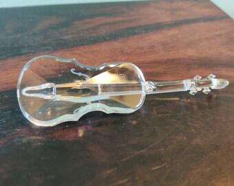 Vintage Swarovski Crystal Figurine Violin W Metal Holder Original