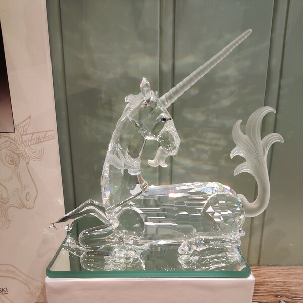 Figura de cristal Swarovski - Unicornio de cristal - Pieza del año 1996 - Cristal Swarovski - Figura Swarovski - Figura de cristal - Mítico