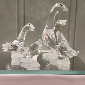 Swarovski Crystal Geese Family: Mother and Goslings Figurine