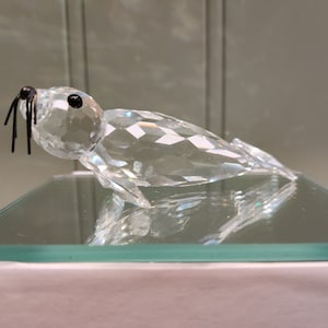 Swarovski Crystal figurine - Large Seal with whiskers - Swarovski Crystal - Crystal figurine - gift for her - Luxury decor