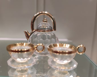 Swarovski Kristallfigur - Swarovski Memories Tea Set - Kristallfigur - Gold -Retired