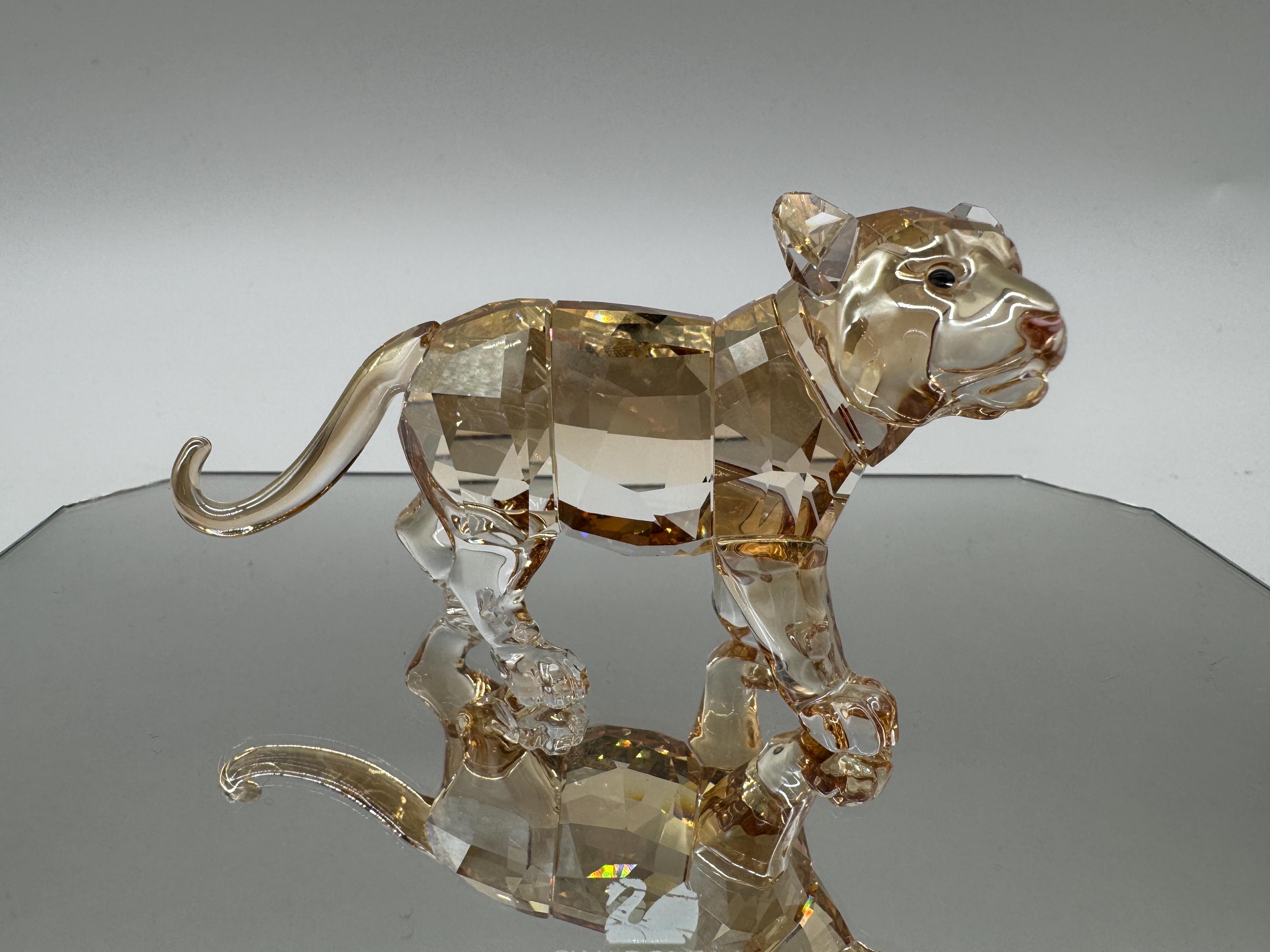 Swarovski Crystal Tiger Cub Figurine - Gold Shine, Endangered