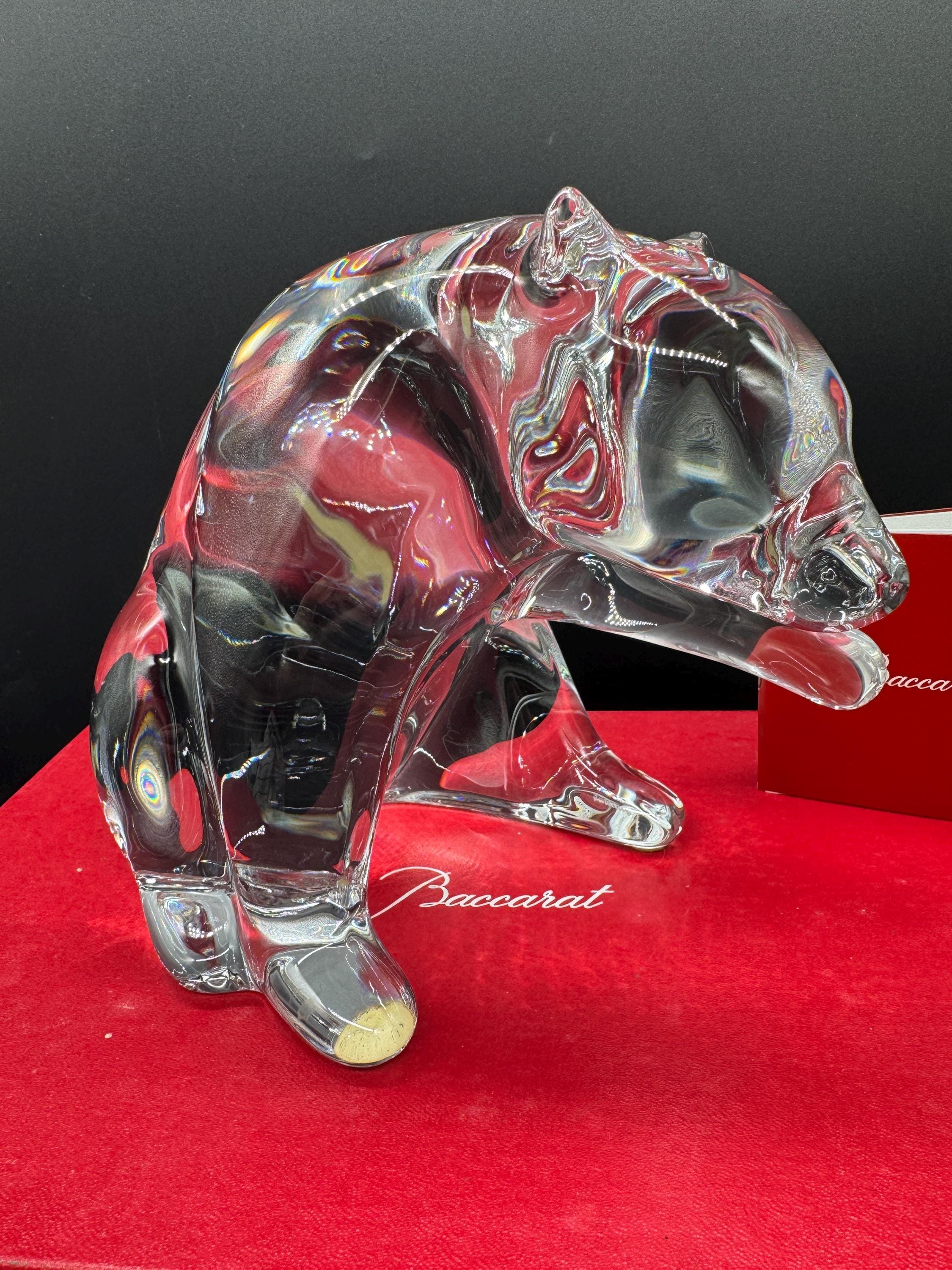 Baccarat クリスタルオサル置物 French Late 20th Century Baccarat Crystal Bear – Signed – With Box